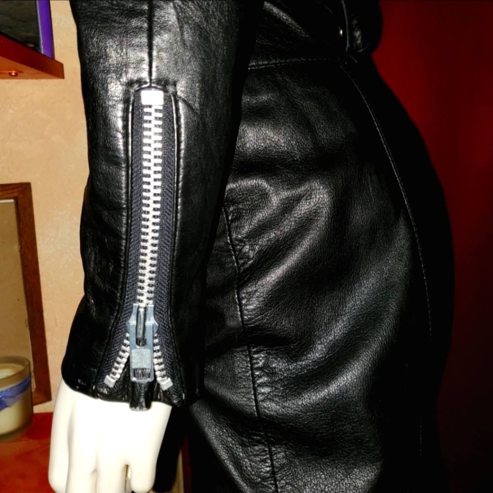 🖤VNTG MINT Black Leather Moto Dress by Michael Hoban 4 North Beach Leather 🖤 - Picture 13 of 13